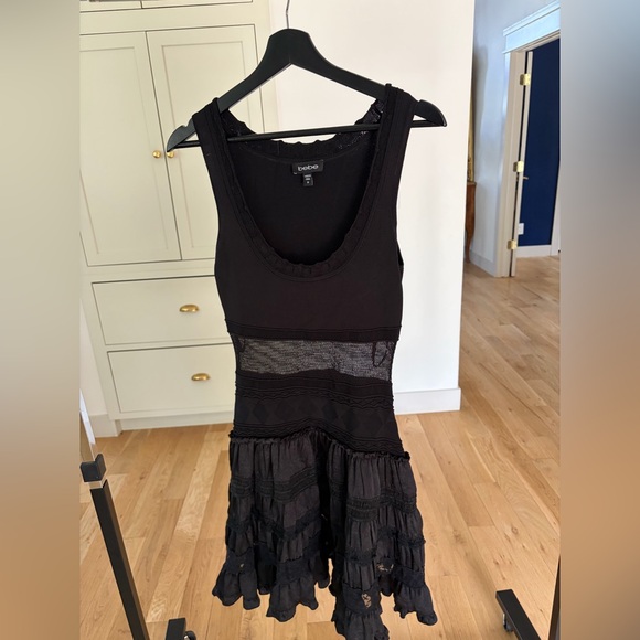 bebe Dresses & Skirts - Vintage bebe Black Sleeveless Ruffled Tiered Dress